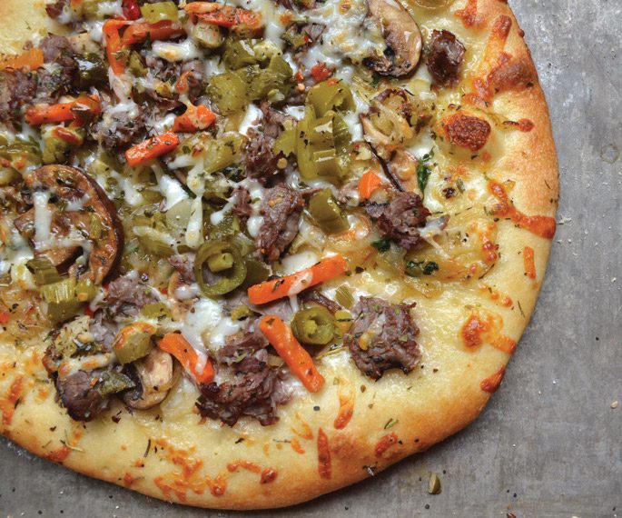 Roast beef pizza